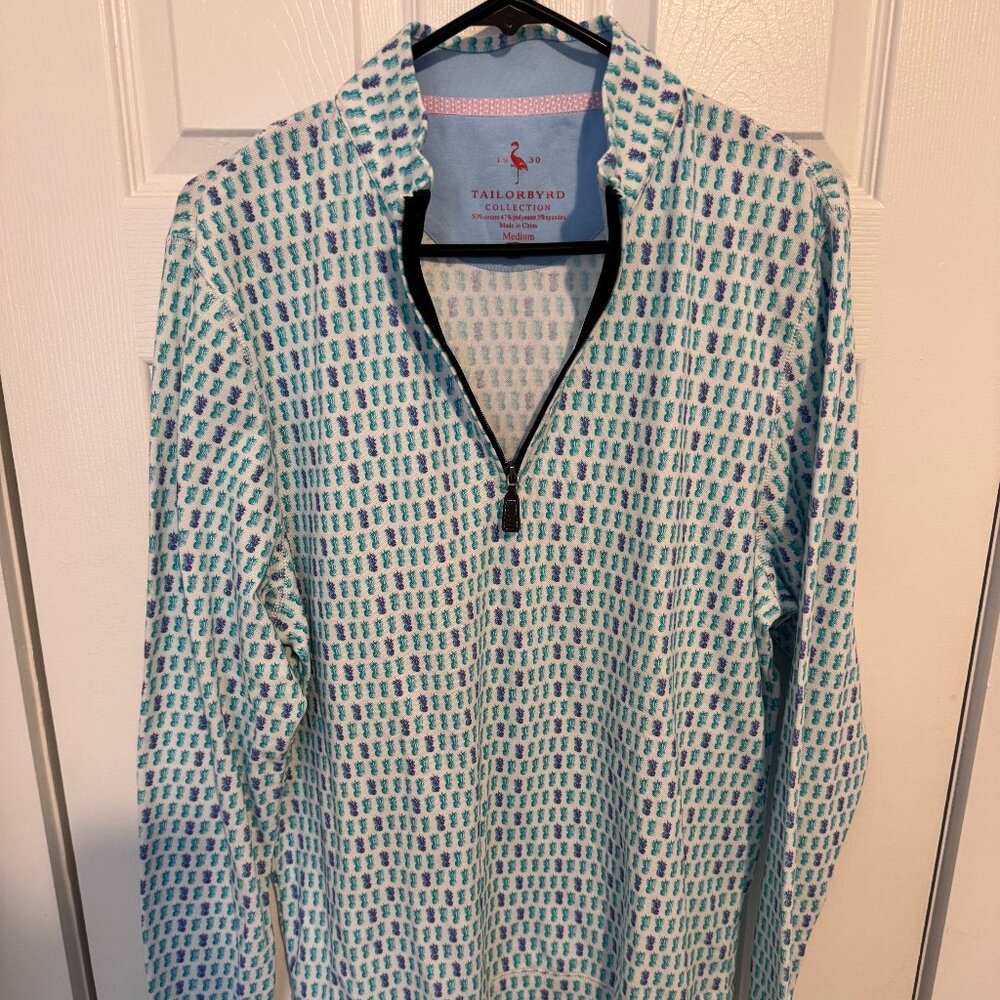 TailorByrd Collection Quarter-Zip Pullover – Pineapple Print, Size Medium